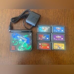 Nintendo Game Boy Advance SP Onyx Black Charger 6 Games Working condition AGS001